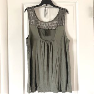 Tru Self Khaki lace tank top / S
